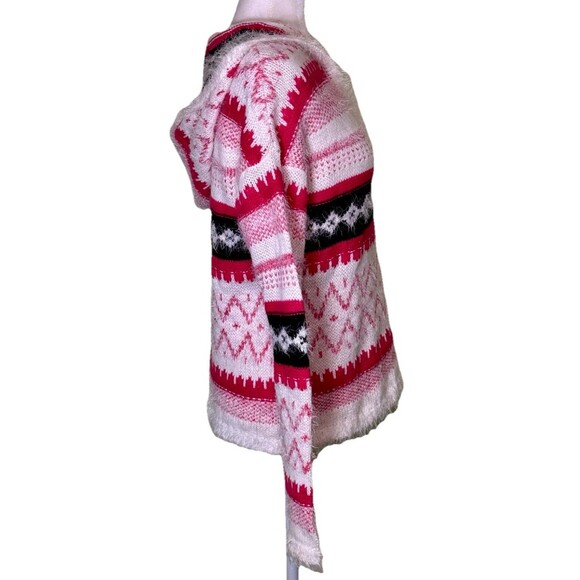 2 Arizona Women’s Fuzzy Cozy Fair Isle Hooded Sweaters Y2K Cute Aztec Casual Lg - Picture 14 of 16
